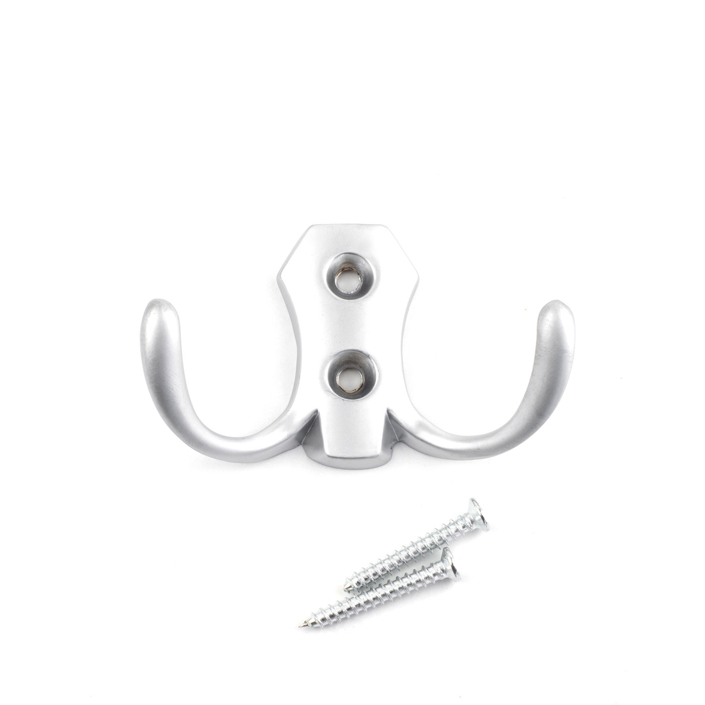 Крючок мебельный двухрожковый хром матовый (HE202SC) ПАРТНЕР