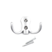 Крючок мебельный двухрожковый хром матовый (HE202SC) ПАРТНЕР