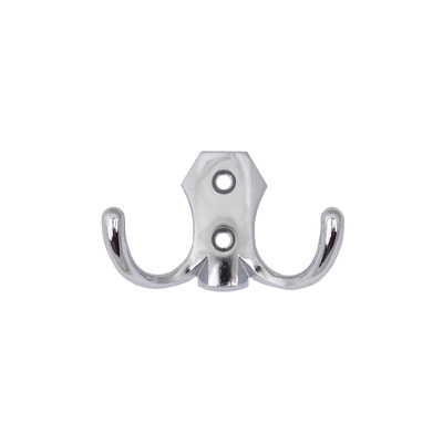 Крючок мебельный двухрожковый WP89 хром AKS  62138 (старый код 54105)