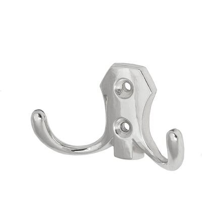 Крючок мебельный двухрожковый WP89 хром AKS  62138 (старый код 54105)