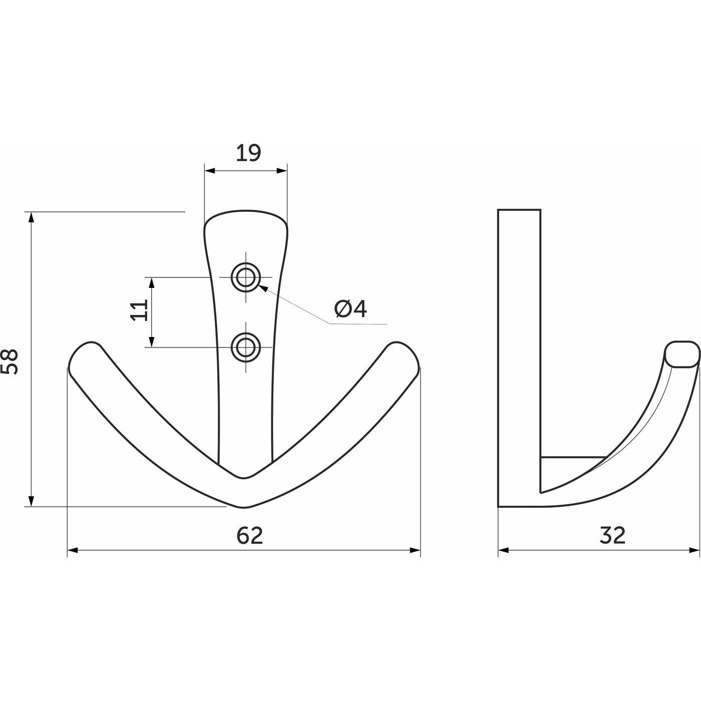 Крючок мебельный RUNA черный матовый AKS 81429