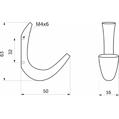 Крючок мебельный однорожковый SKY хром матовый AKS 45270