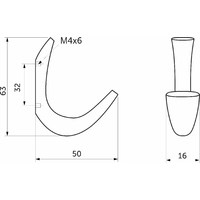 Крючок мебельный однорожковый SKY хром матовый AKS 45270