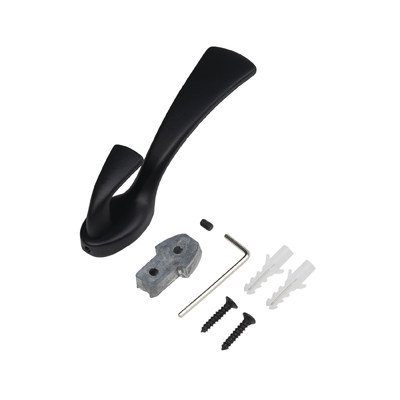 Крючок мебельный двухрожковый QUEEN черный матовый AKS 90281