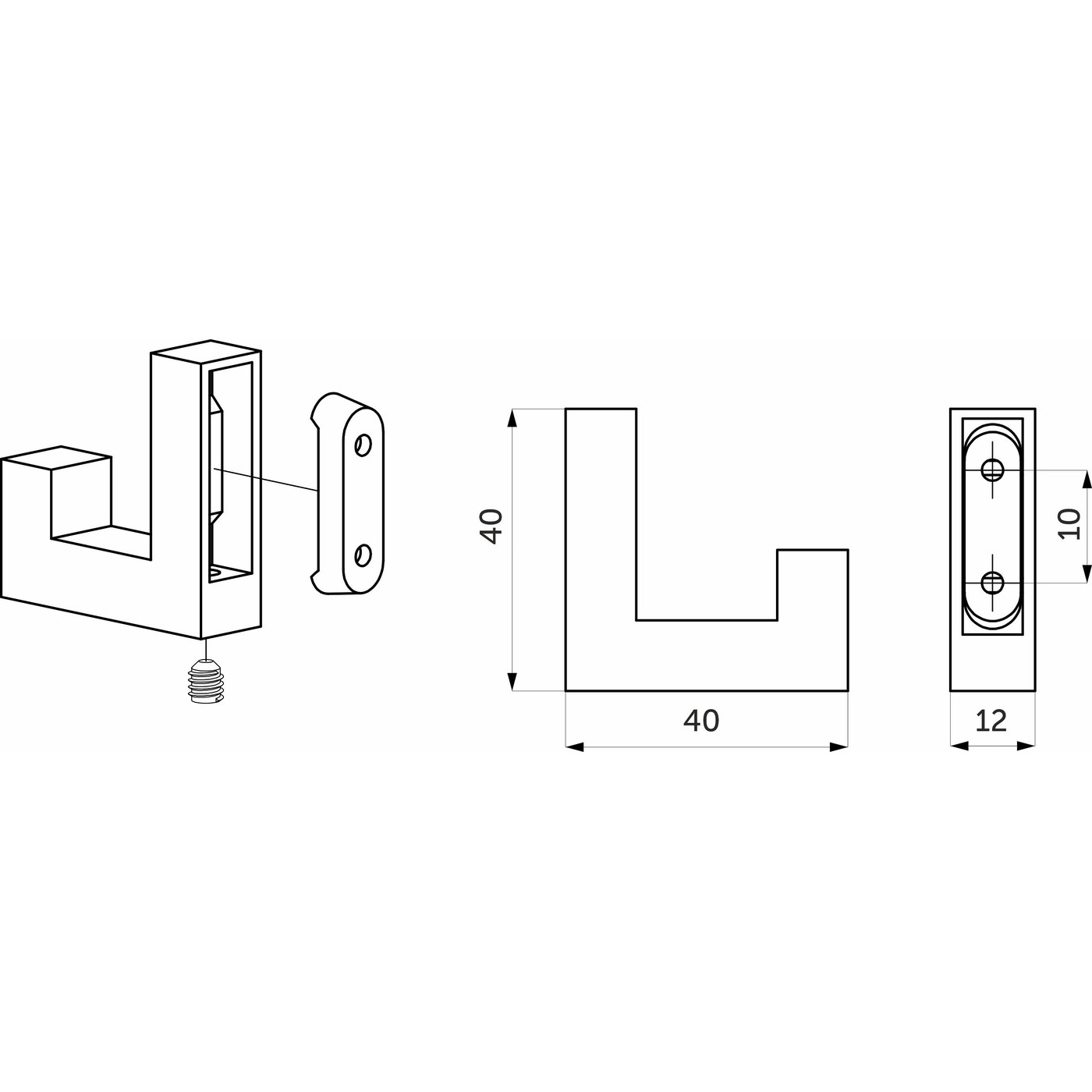 Крючок мебельный однорожковый BENZ, черный матовый AKS 80664