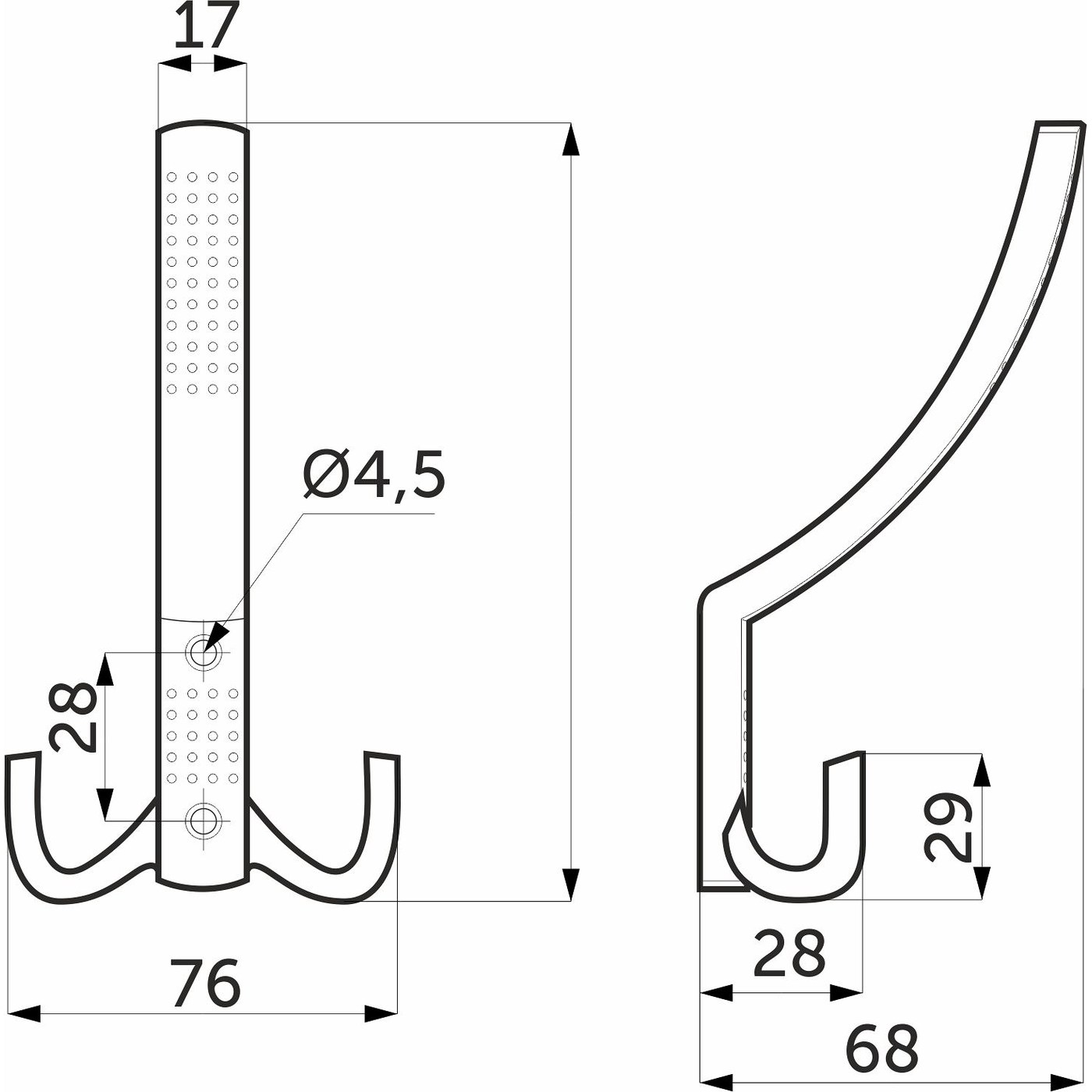 Крючок мебельный трехрожковый WP11 золото AKS 66183