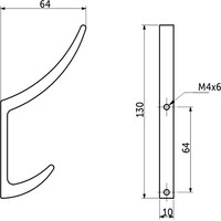 Крючок мебельный двухрожковый AK026, черный AKS 104551