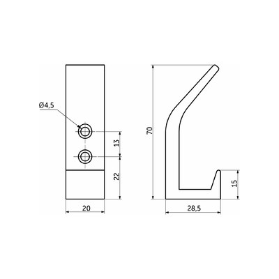 Крючок мебельный двухрожковый BLOCK, черный матовый AKS 88355