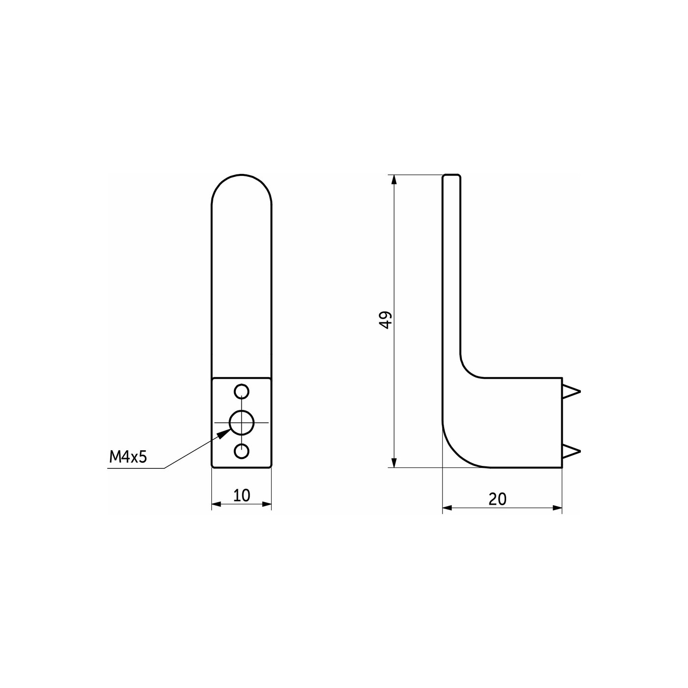 Крючок мебельный однорожковый START черный матовый AKS 89332