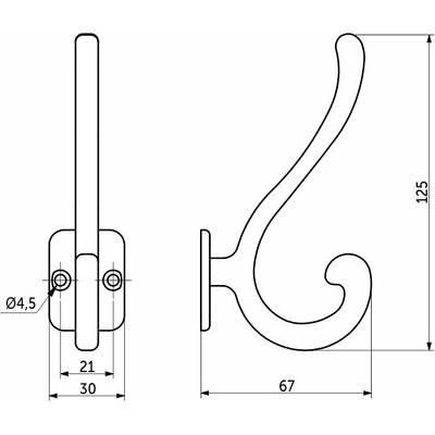 Крючок мебельный двухрожковый AКKORD античная латунь матовая AKS 68416