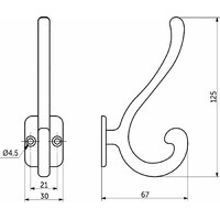Крючок мебельный двухрожковый AКKORD античная латунь матовая AKS 68416