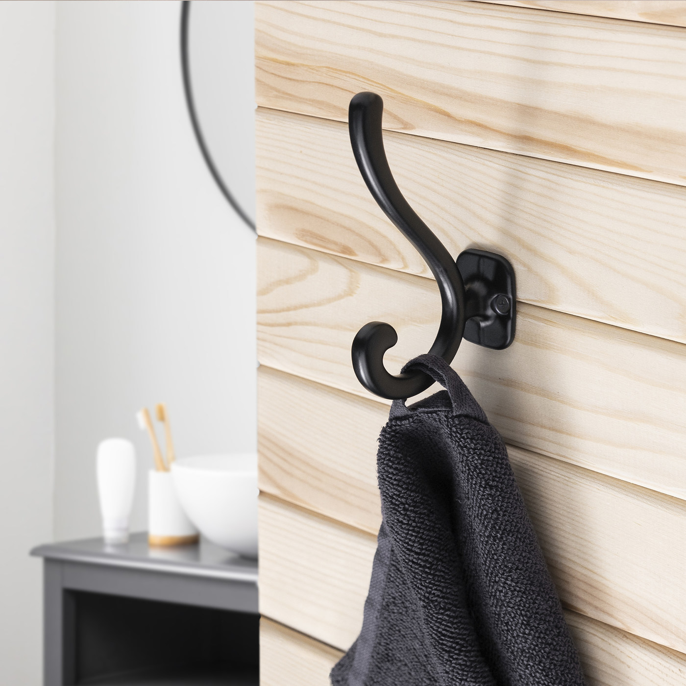 Крючок мебельный двухрожковый AКKORD черный матовый AKS 90381