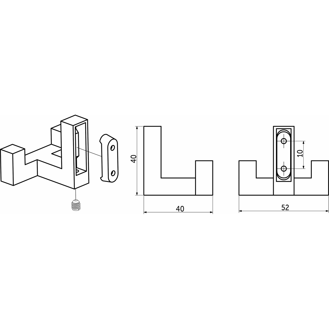Крючок мебельный двухрожковый BENZ черный матовый AKS 80662