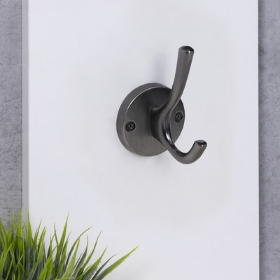 Крючок мебельный двухрожковый HORN шлифованный никель AKS 56838