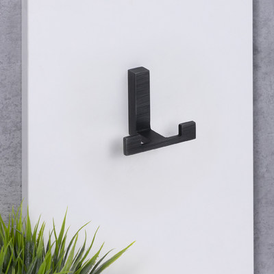 Крючок мебельный двухрожковый LEGGO шлифованный титан AKS 103310