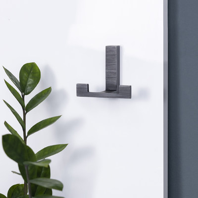 Крючок мебельный двухрожковый LEGGO шлифованный титан AKS 103310