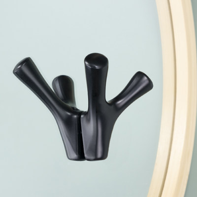 Крючок мебельный двухрожковый OMEGA черный матовый AKS 71318