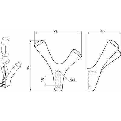 Крючок мебельный двухрожковый OMEGA черный матовый AKS 71318