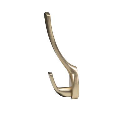 Крючок мебельный двухрожковый QUEEN брашированное золото AKS 90284
