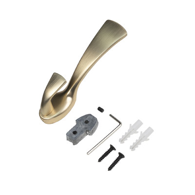 Крючок мебельный двухрожковый QUEEN брашированное золото AKS 90284