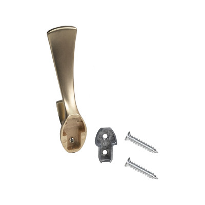 Крючок мебельный двухрожковый QUEEN брашированное золото AKS 90284