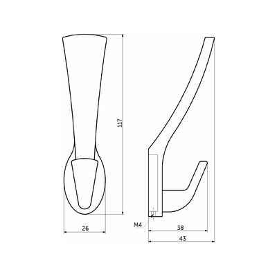 Крючок мебельный двухрожковый QUEEN брашированное золото AKS 90284