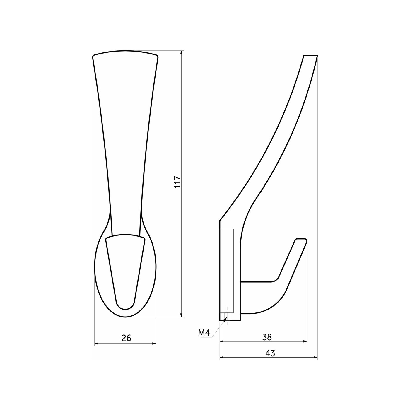 Крючок мебельный двухрожковый QUEEN брашированное золото AKS 90284