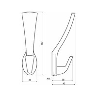 Крючок мебельный двухрожковый QUEEN брашированное золото AKS 90284