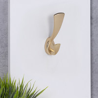 Крючок мебельный двухрожковый QUEEN брашированное золото AKS 90284