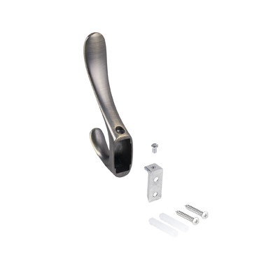 Крючок мебельный двухрожковый ROMA античная латунь матовая AKS 104204