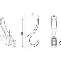 Крючок мебельный двухрожковый ROMA античная латунь матовая AKS 104204