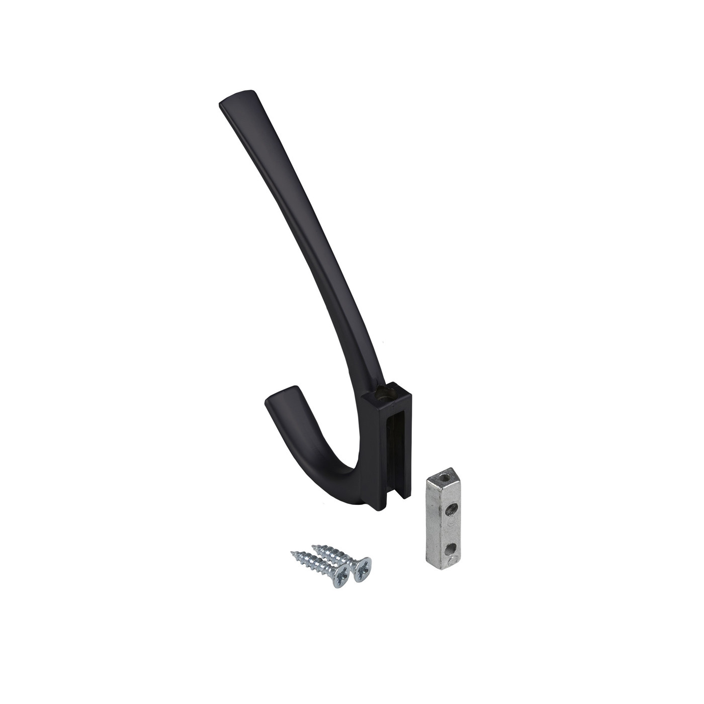 Крючок мебельный двухрожковый SKY черный AKS 81524