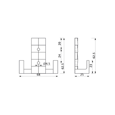 Крючок мебельный двухрожковый TETRIS шлифованная медь AKS 56842 (снят с пр-ва)