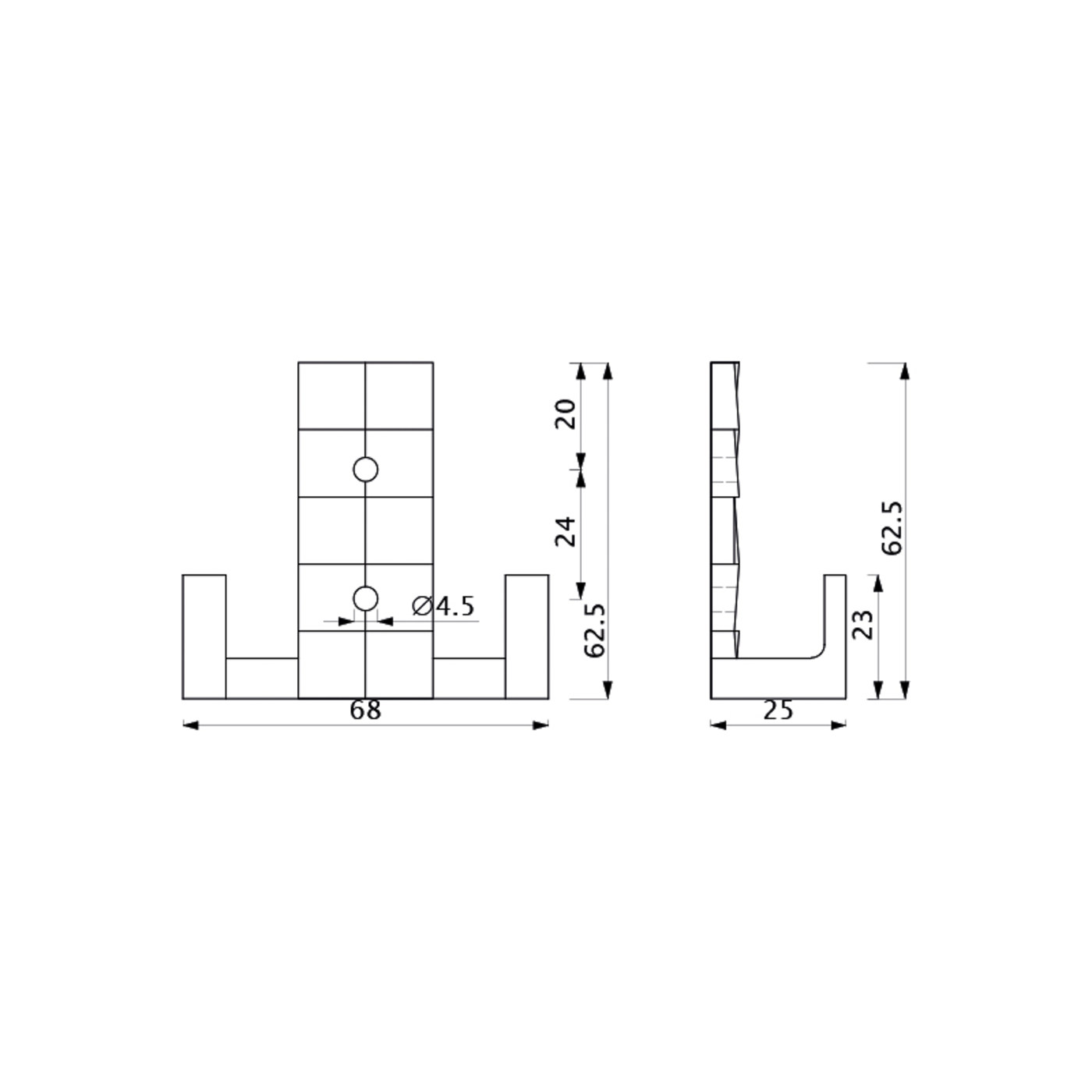 Крючок мебельный двухрожковый TETRIS шлифованная медь AKS 56842 (снят с пр-ва)