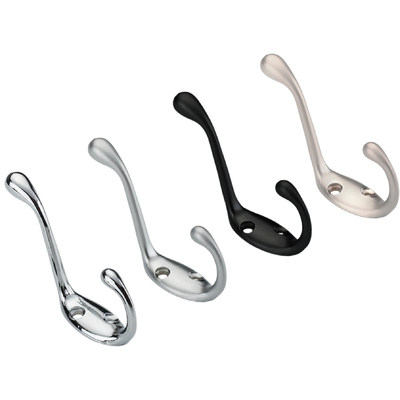 Крючок мебельный двухрожковый VIOL черный AKS 56825