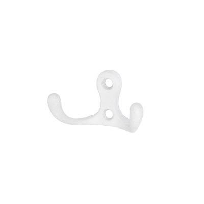 Крючок мебельный двухрожковый WP19 белый AKS 94662