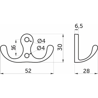 Крючок мебельный двухрожковый WP19 хром AKS 94779