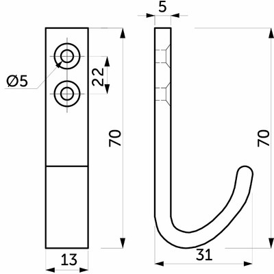 Крючок мебельный однорожковый FLEX алюминий AKS 56836