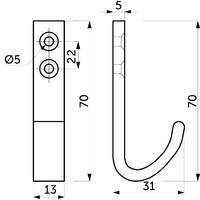 Крючок мебельный однорожковый FLEX алюминий AKS 56836