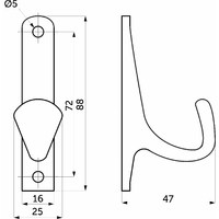 Крючок мебельный однорожковый DELTA сатин AKS 56831