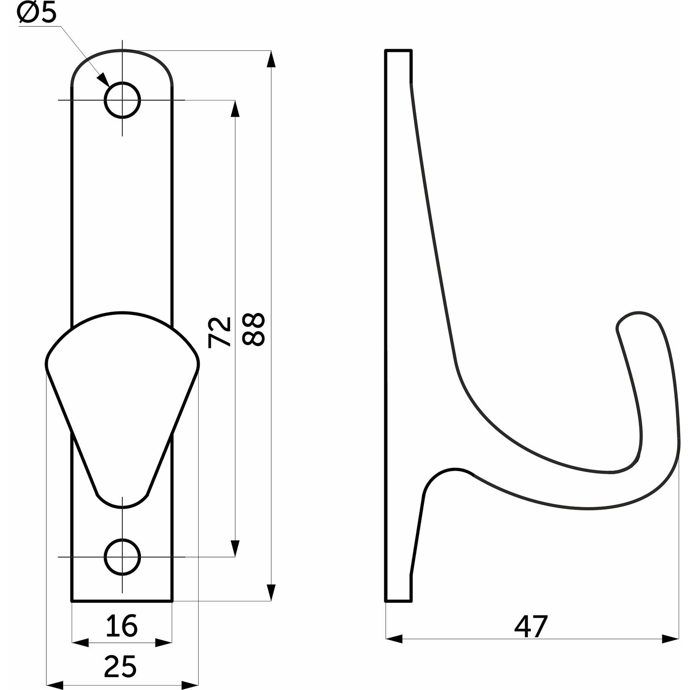 Крючок мебельный однорожковый DELTA хром матовый AKS 56832