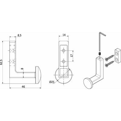 Крючок мебельный однорожковый KING графит AKS 90277