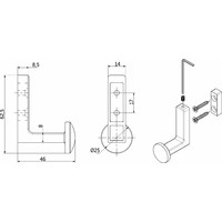 Крючок мебельный однорожковый KING графит AKS 90277