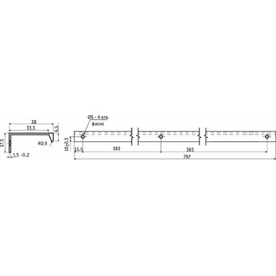 Ручка-профиль INSIDE 768/797мм брашированное золото AKS 73433