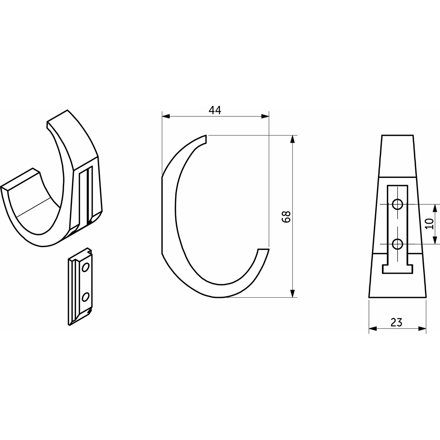 Крючок мебельный однорожковый MYHITO брашированное золото AKS 104197