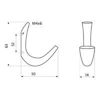 Крючок мебельный однорожковый SKY хром AKS 45267