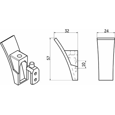 Крючок мебельный однорожковый SLASH хром матовый AKS 81552