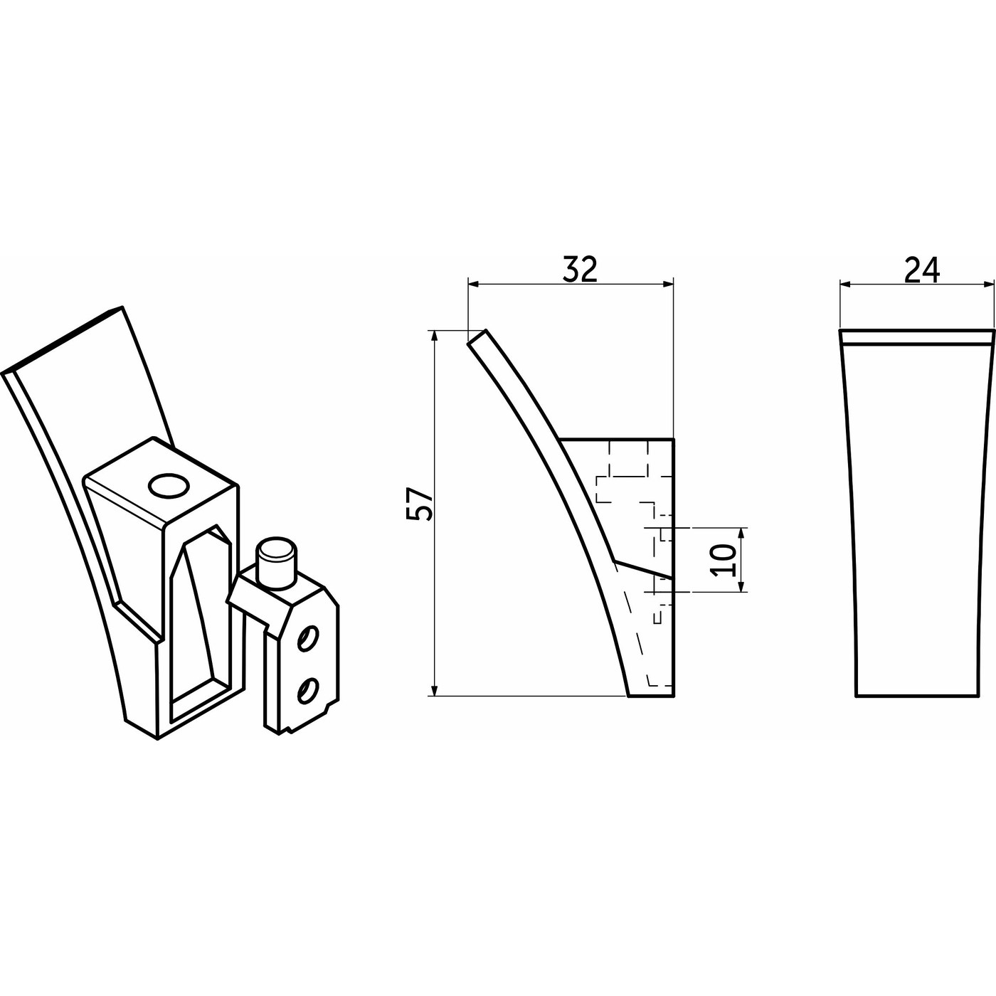 Крючок мебельный однорожковый SLASH хром матовый AKS 81552
