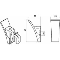 Крючок мебельный однорожковый SLASH хром матовый AKS 81552