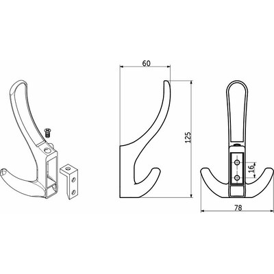 Крючок мебельный трехрожковый ROMA античная латунь матовая AKS 104209